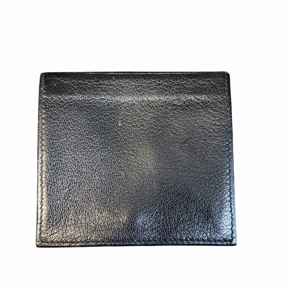 Le Tanneur Paris Vintage Coin Purse Compact Wallet Black Gold Corner Caps